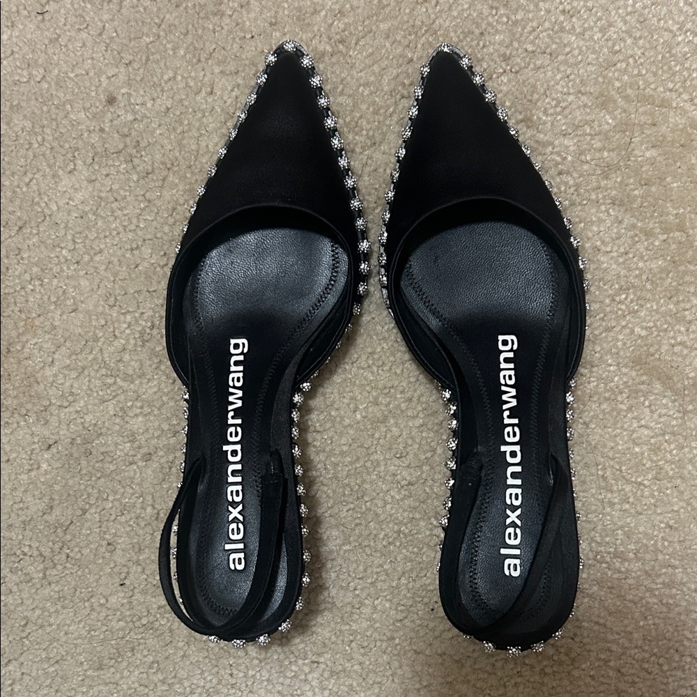 Alexander Wang Black and Silver Embellished Heels